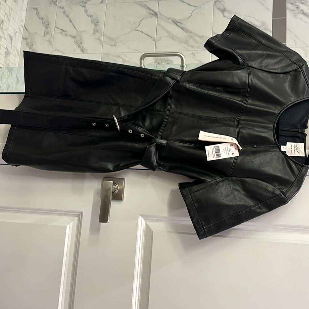 Siv Faux Leather Belted Dress